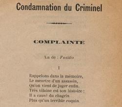 Condamnation du criminel, complainte